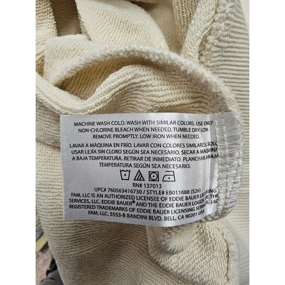 Eddie‎ Bauer Womens XL Quarter Zip Pullover Cream Sweatshirt EB011688 New